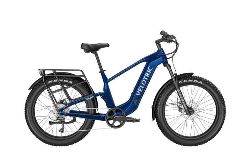 Velotric Nomad 2X Full Suspension Fat Tire High-Step eBike In Royal Blue